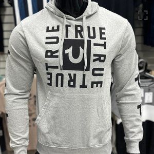 True Religion Grey Hoodie Kangaroo Pocket Mens Size Medium